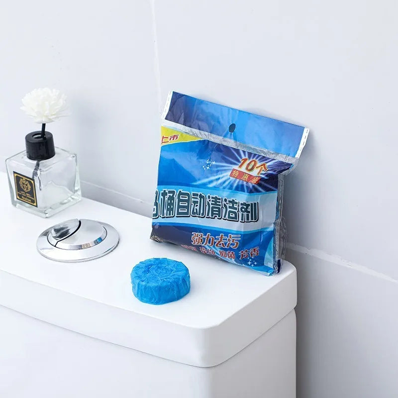 Toilet Bowl Cleaner Automatic Self-Cleaning 10 Tablets Blue Bubble Lemon Lavender Scent Powerful Deodorizer for Bathroom WC Fres