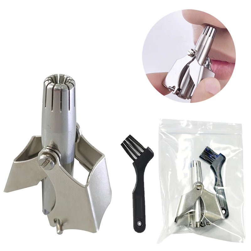 Nose Hair Trimmer Cleaner for Men Women Stainless Steel Manual Mechanical Shaving Razor Washable Hair Removal Tools with